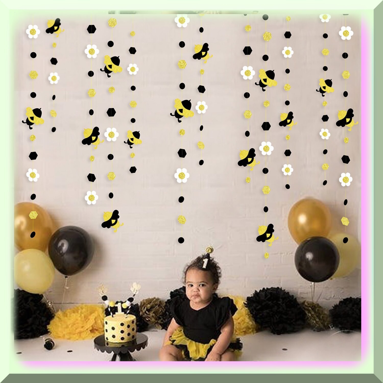 Glitter Honeycomb Bumble Decorations for Gender Reveal