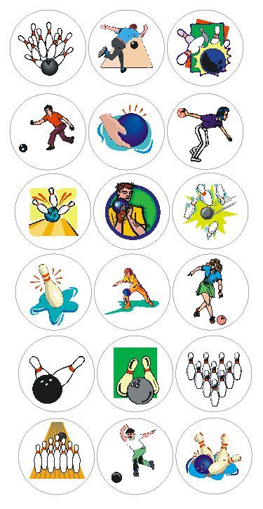 Bowling Bowler Stickers Labels Decal CRAFTS Teachers SCHOOL Made In USA #D167