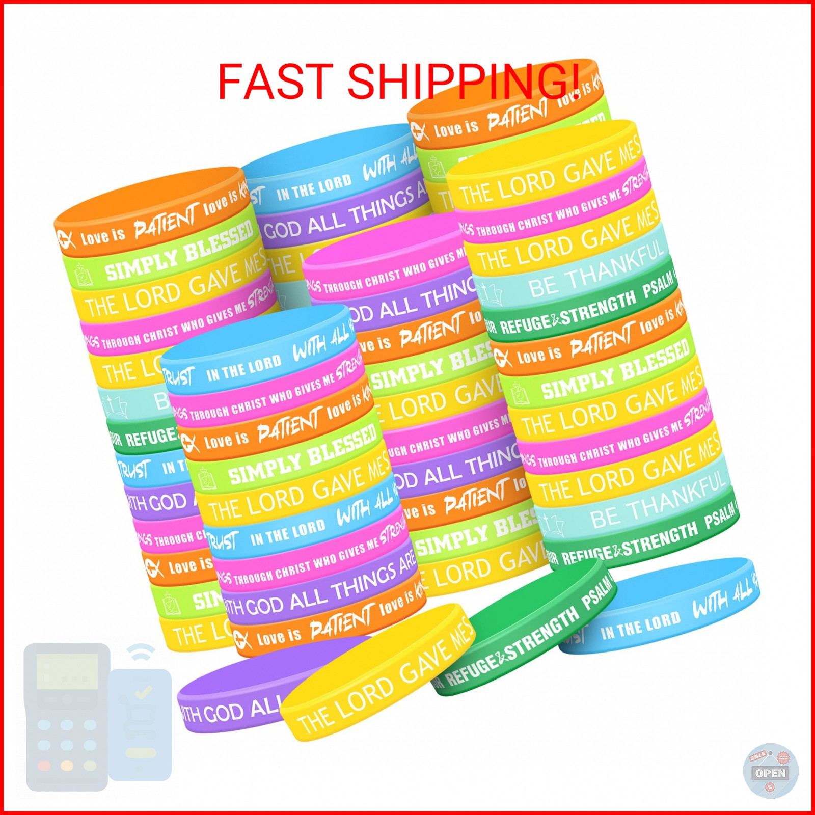 Syhood 200 Pcs Religious Silicone Bracelets Bulk Christian Scripture Rubber Bibl