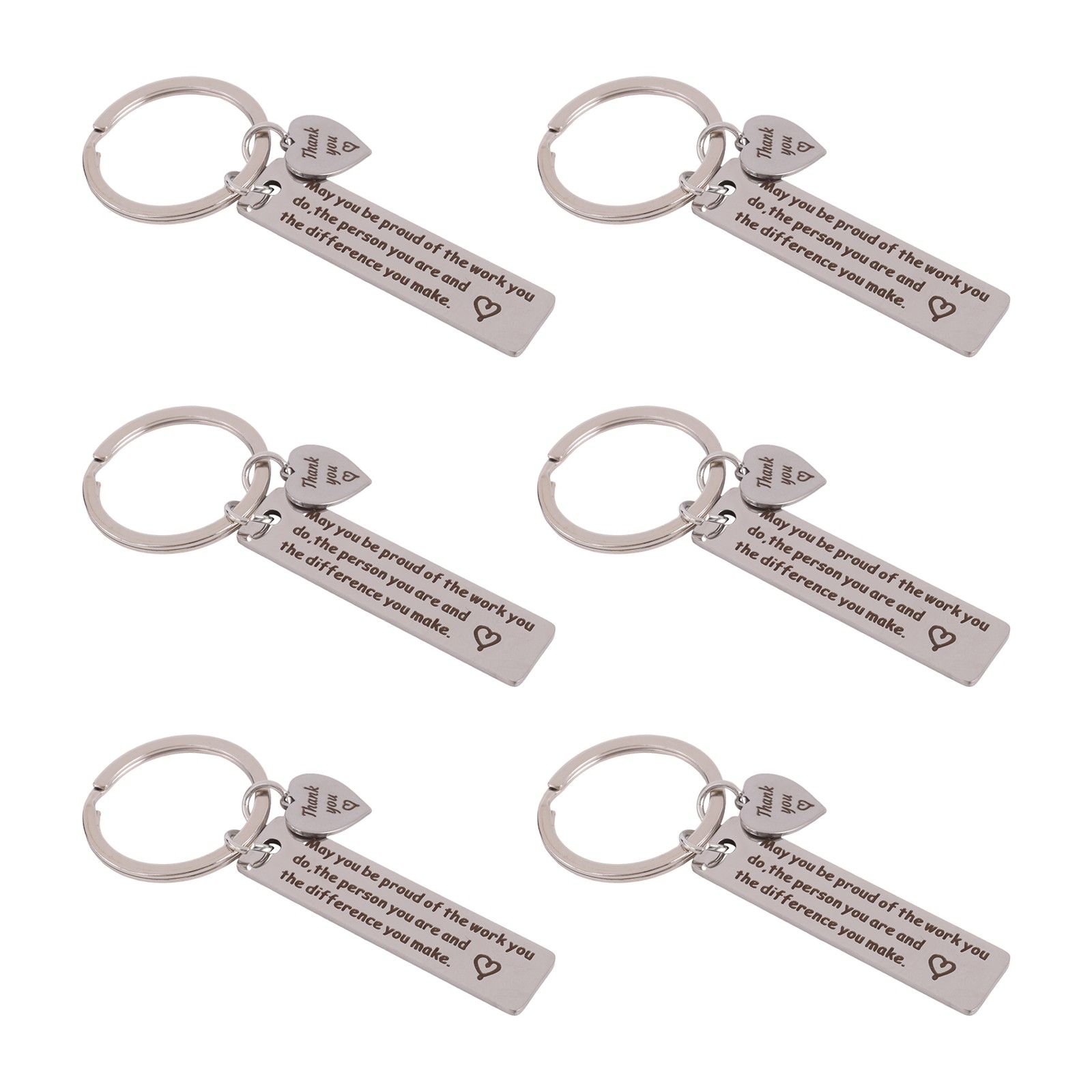 6 Pcs Thank You Gifts Keychain Appreciation Keychain Make a Difference3026