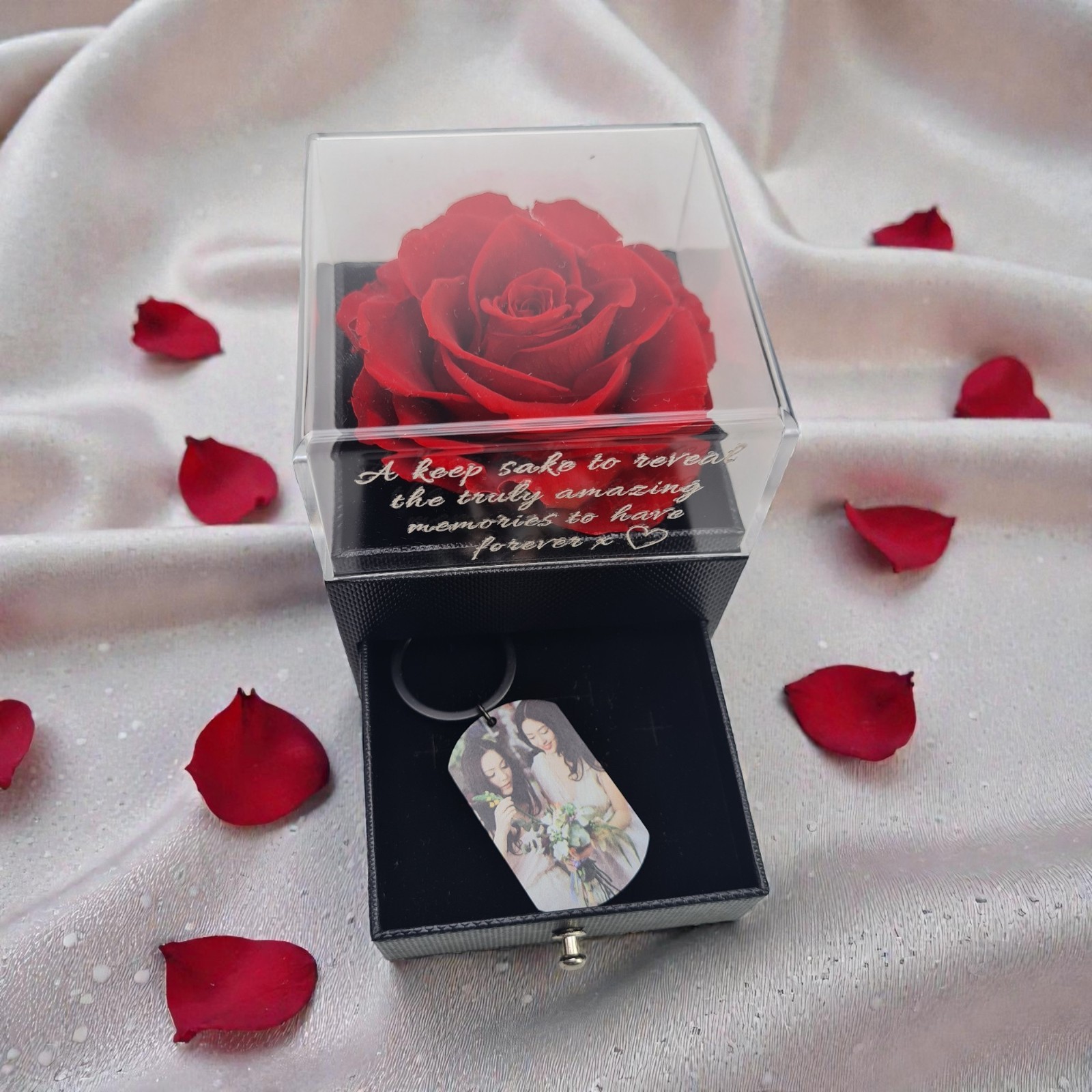 Personalised Photo & Date Keyring, Custom Calendar Keychain, Dad & Mom Gift