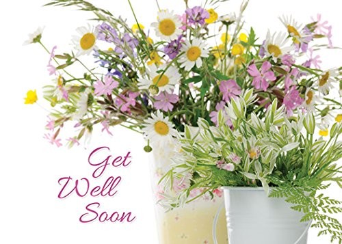 Comfort in God’s Care – Get Well Greeting 4.75 x 6.75 inches, pink and white