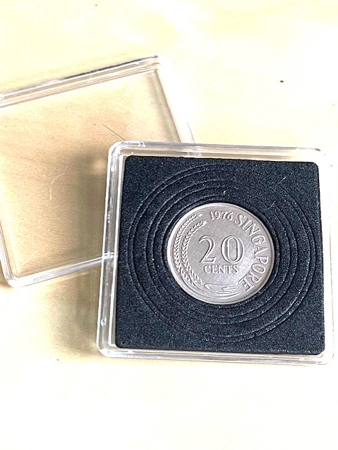 Unusual 50th Birthday Gift-1976 Singapore Birth 20 Cent Coin- Present.