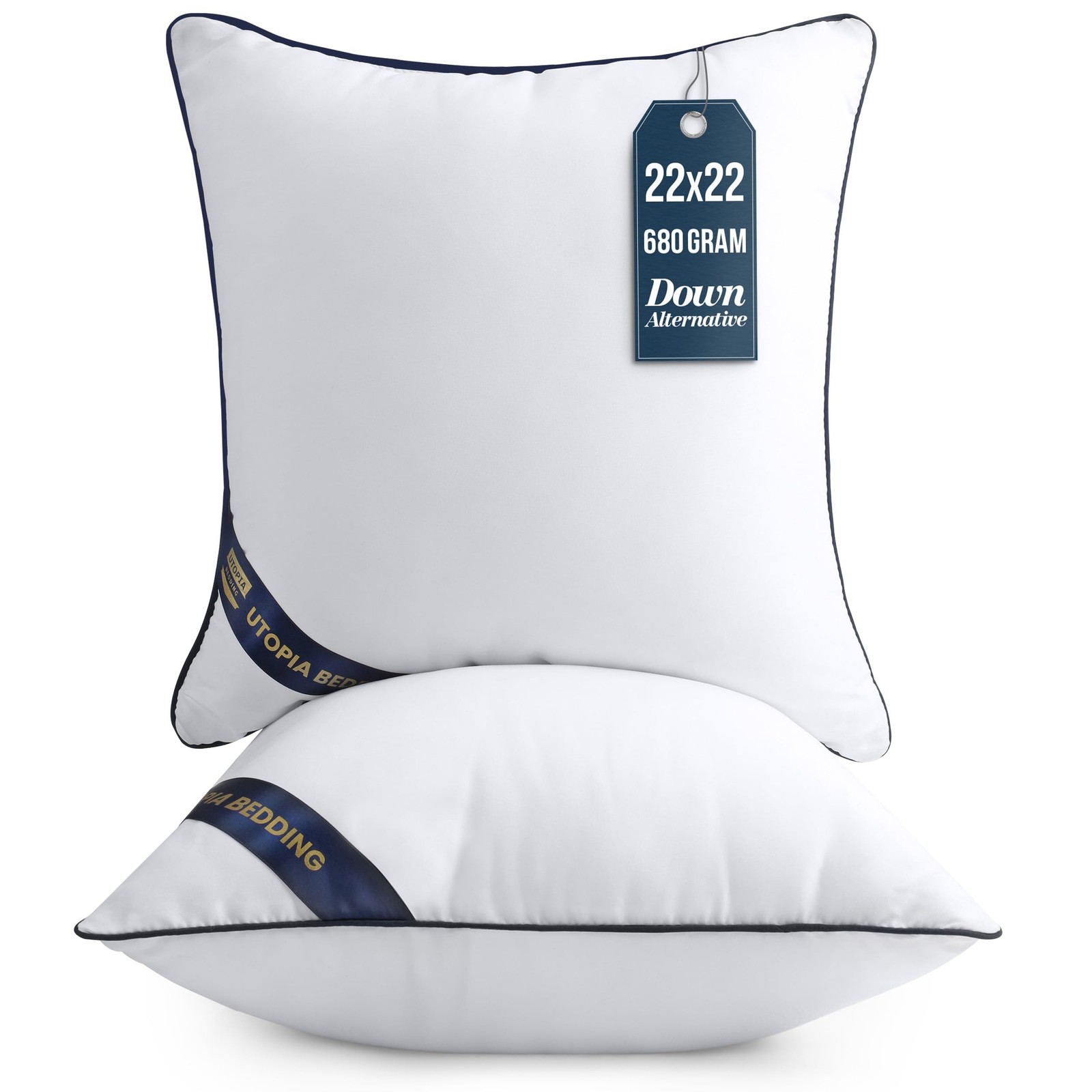 Utopia Bedding Throw Pillow Inserts (Pack of 2, White), 22 x 22 Inches Decora…