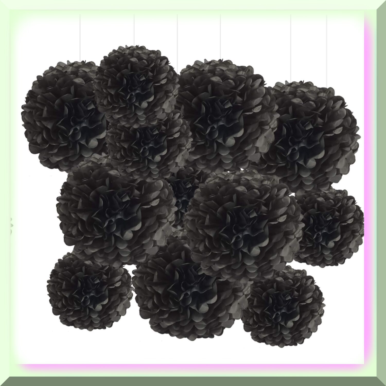 Black Tissue Pompoms for Events and Celebrations