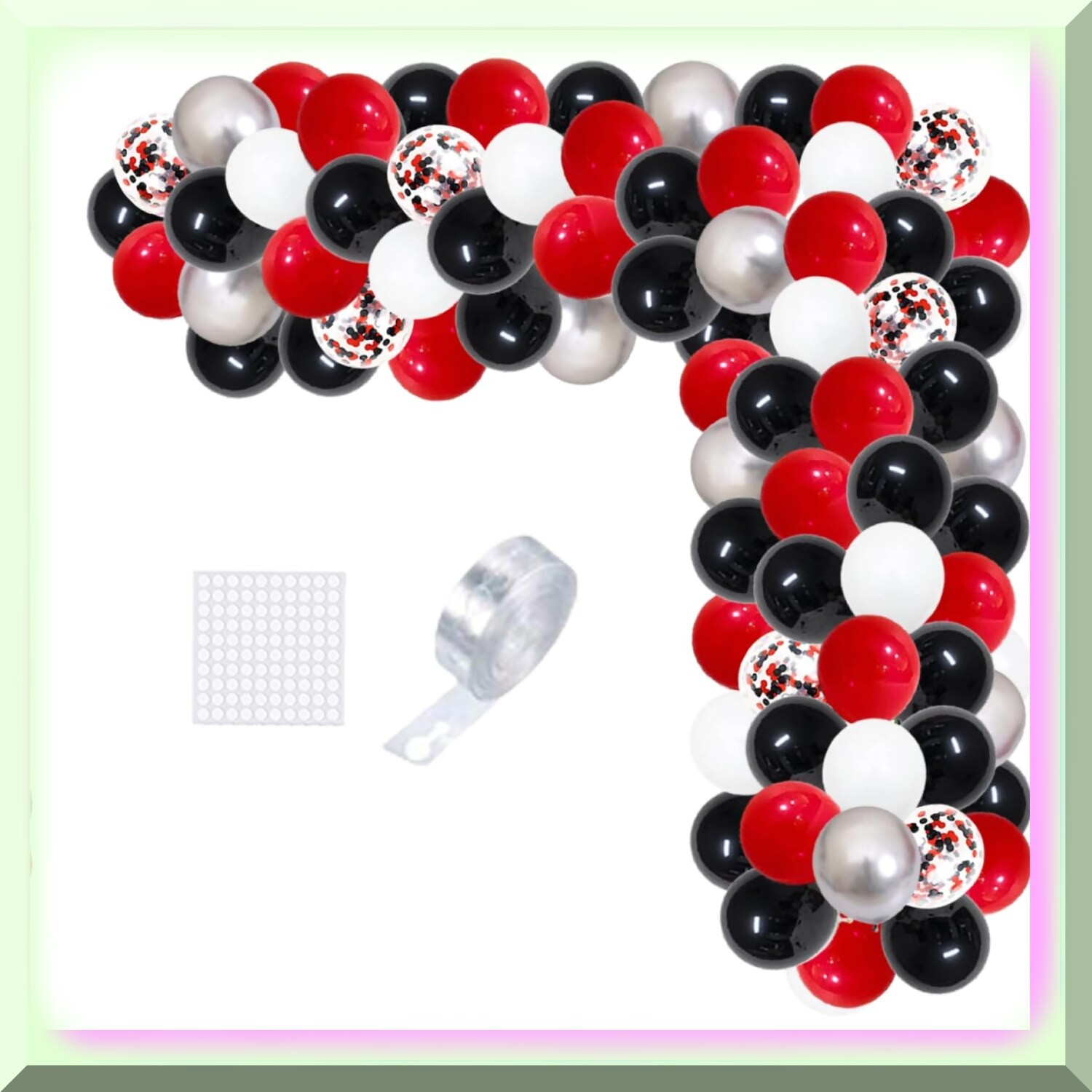 Balloon Arch Kit Red Black White Silver