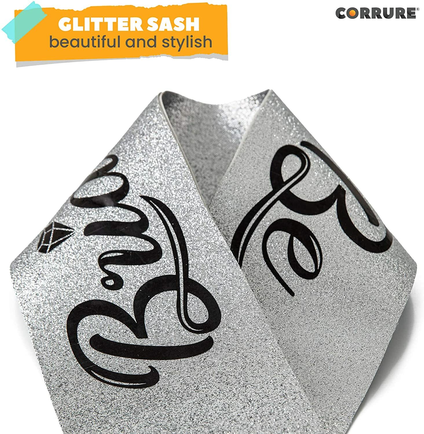 ‘Bride to Be’ Sash for Bachelorette Party – Bridal Shower Silver Glitter Sash