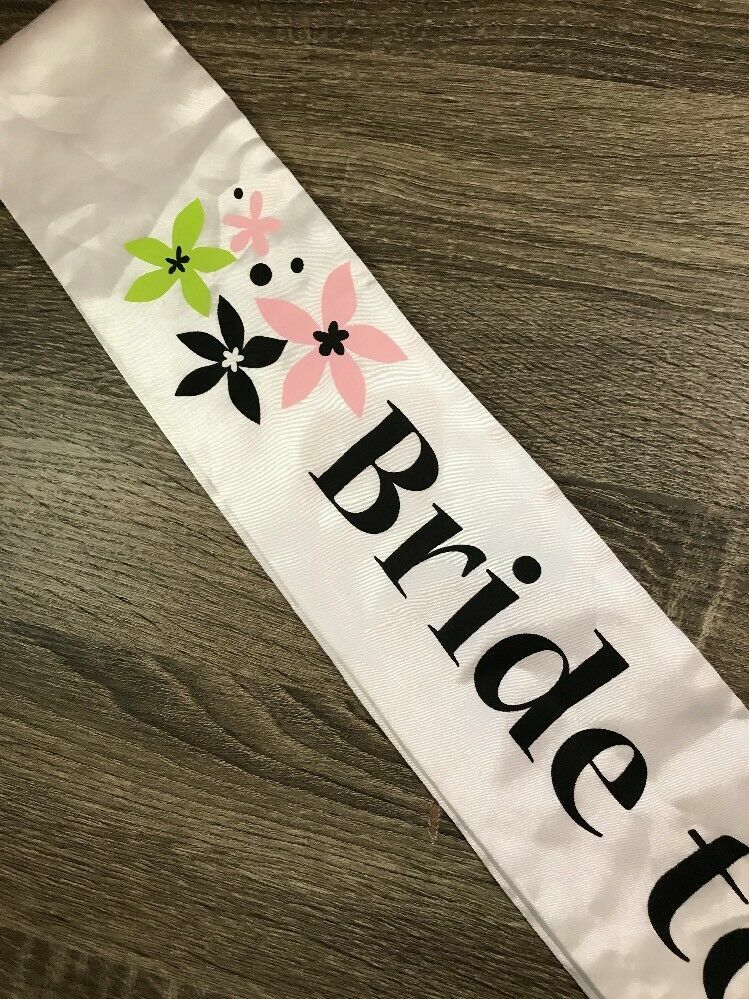 Bride To Be Sash White Silky 32 Inches Long B6