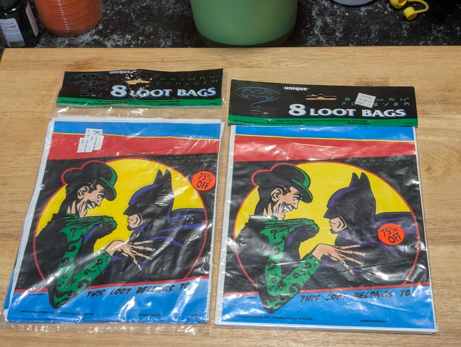 Batman Forever 8 Birthday Party Loot Bags Riddler Batman 1995 Unique NEW