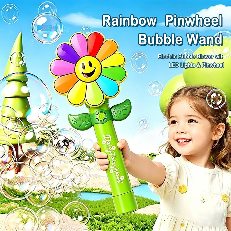 Smile Pinwheel Bubble Wand Automatic Blower LED Light-up Kids Outdoor Part