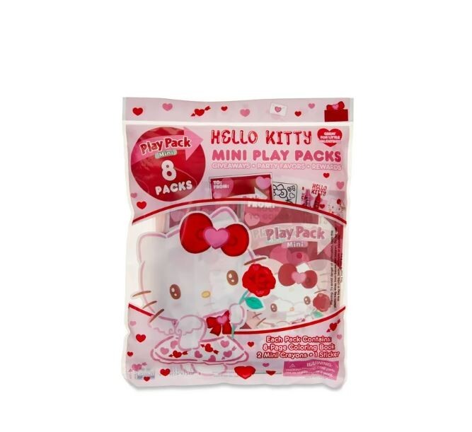 Hello Kitty Valentine’s Mini Play Packs 8pk Coloring Book Crayons Sticker (NEW)