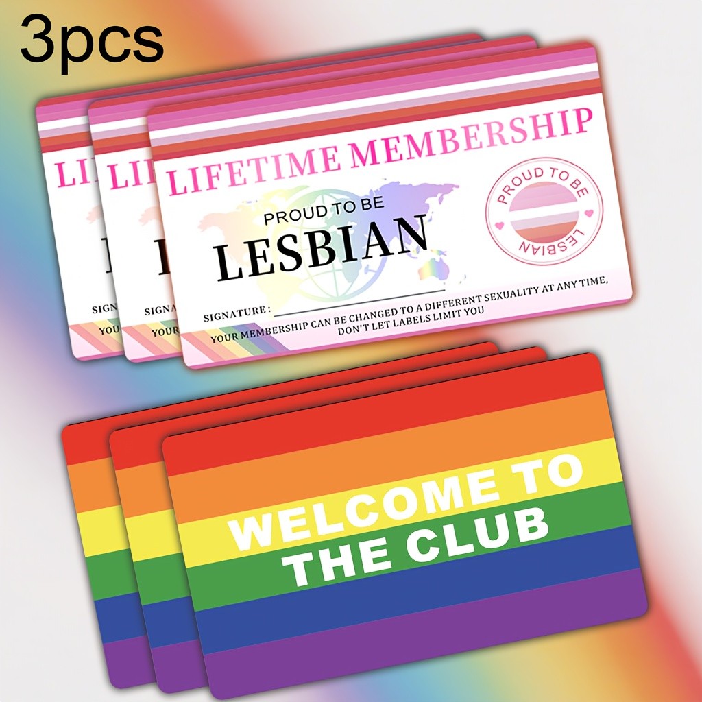 1/3pcs Lesbian Pride Lifetime Membership Card Vibrant PVC Party ID with Respect♤