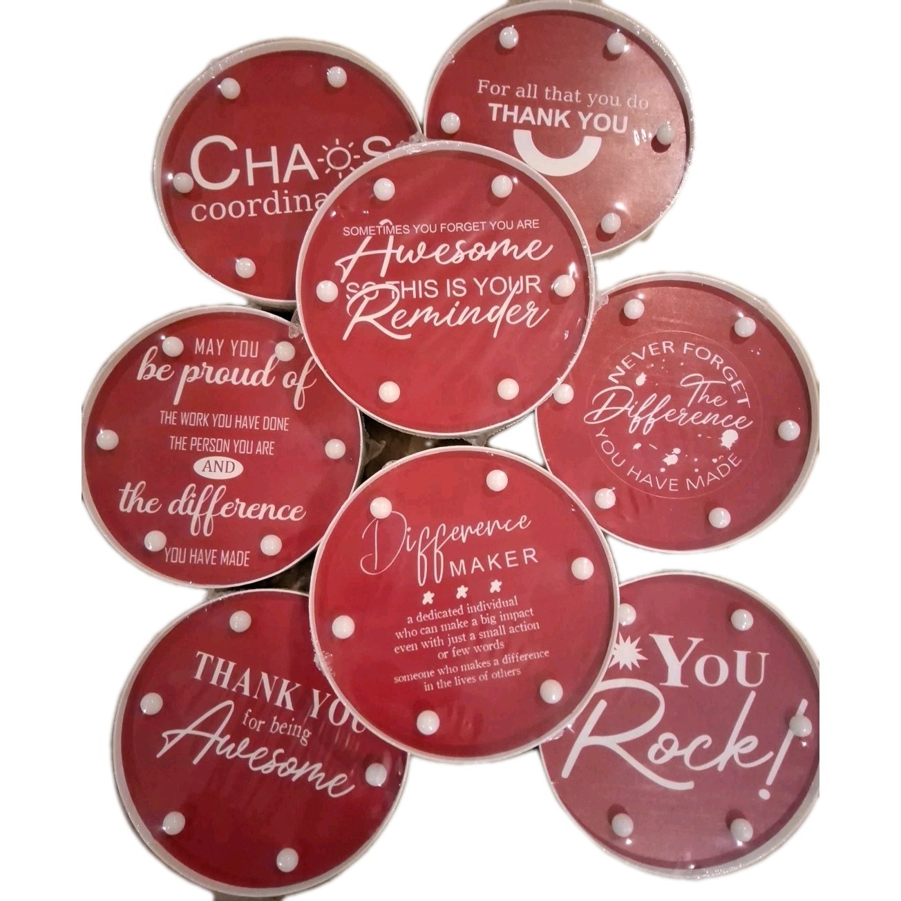 Set of Eight Employee Staff Appreciation Thank You Gifts Light-up Decorations