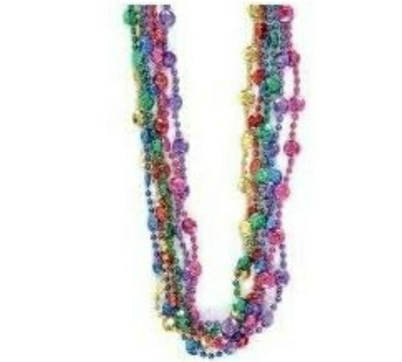 12 Smile Beads Mardi Gras Necklaces Birthday Party Favors Costume Pretend Play