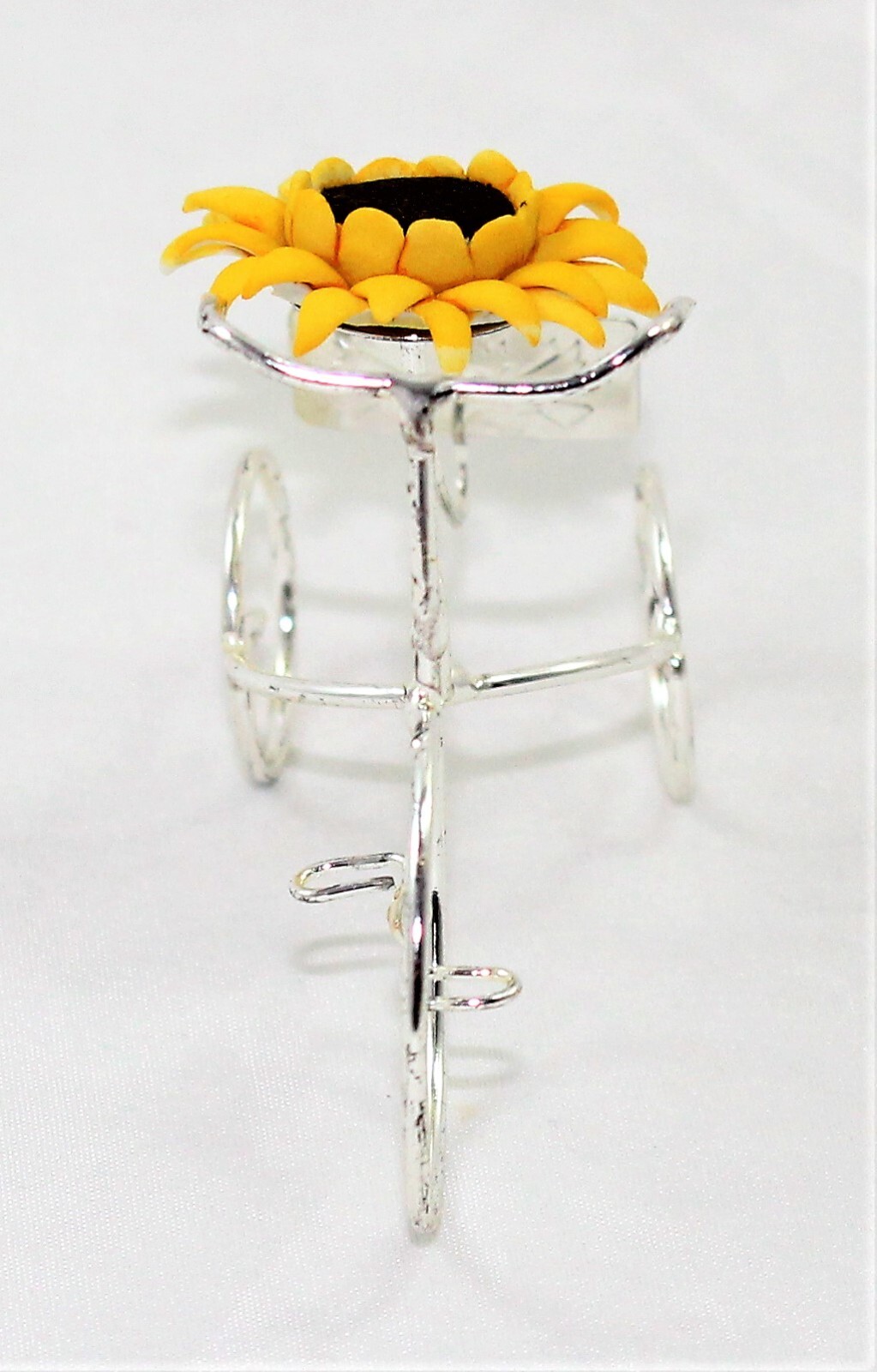 2 Birth Celebration Anniversary Silver Tricycle With Sunflower