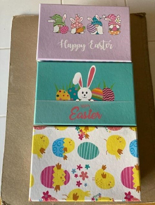 Easter Paper Gift Box (Rectangular) ~3 pc Assorted Set (6 3/4″x 4 1/2″x 2 3/8″)