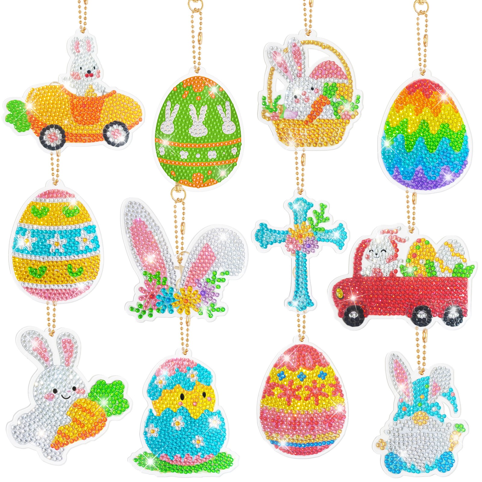 Easter Diamond Painting DIY Keychain Easter Ornaments Bunny Kids Game Supplies