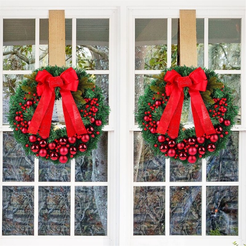 Christmas Wreath with Festival Ornament for Indoors Outdoor Christmas Display