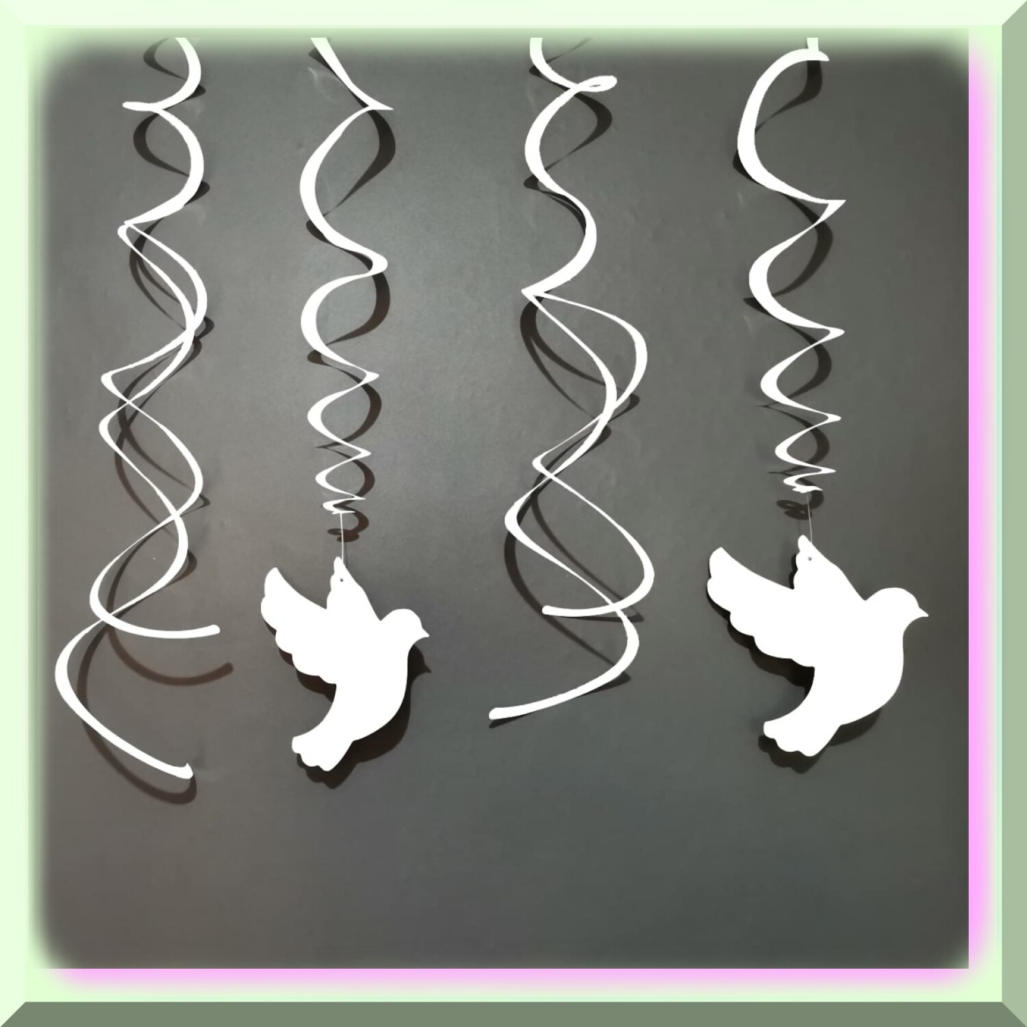White Pigeon Swirls Hanging Decorations for Celebrations