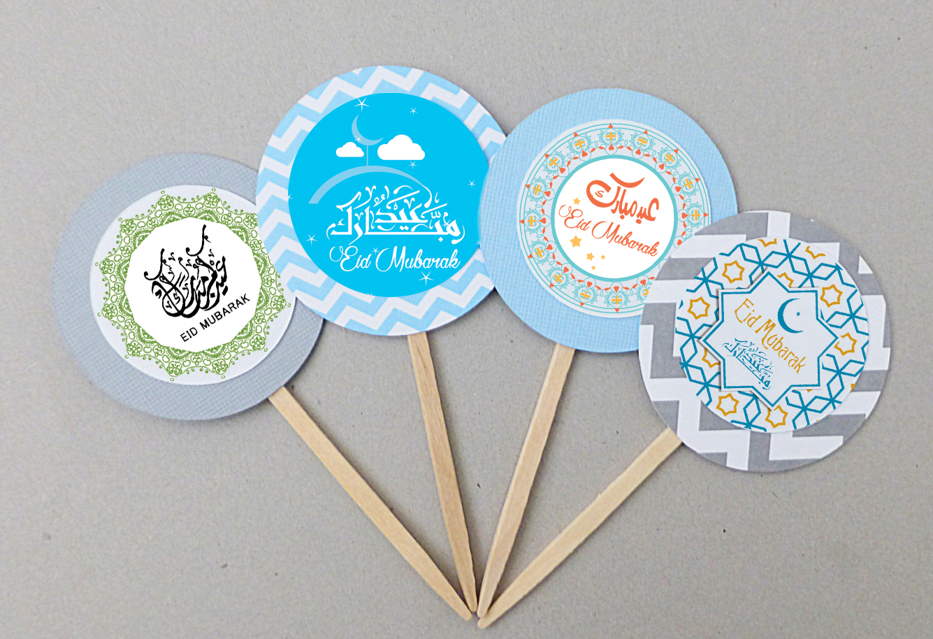35 Eid Mubarak Stickers Decorations Cards DIY Cupcakes Picks Mixed Designs