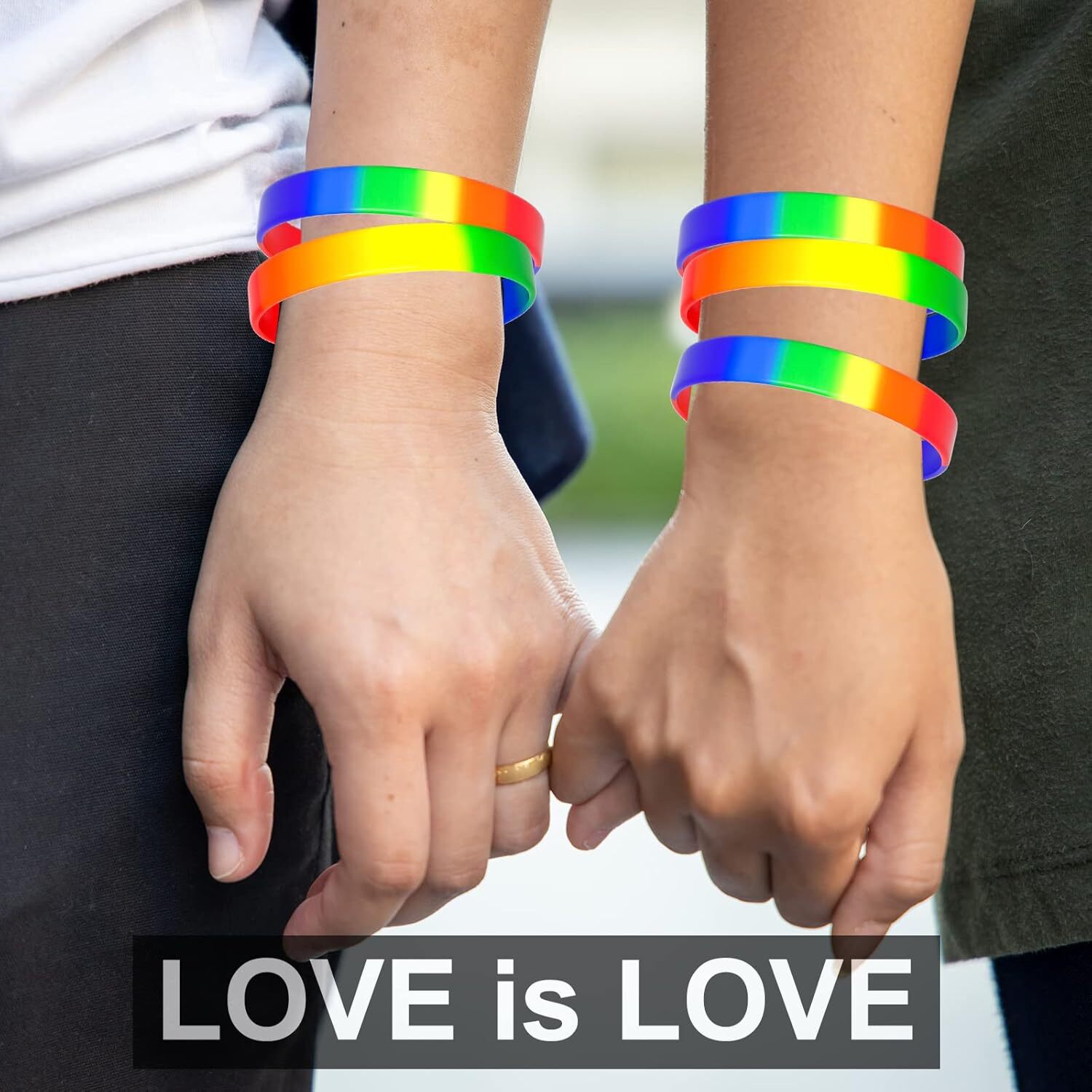40pcs Gay Pride Wristbands Rainbow Silicone Wristbands LGBT Lesbian Rainbow W…