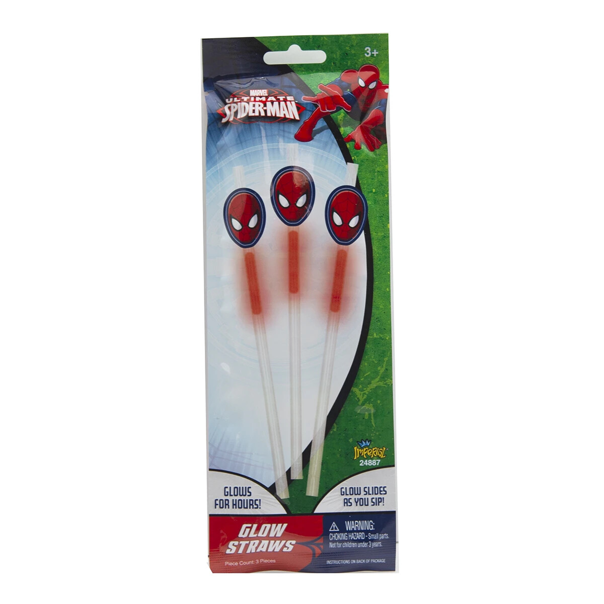 Two 3-Pack (6 Total) Licensed Glow Stick Straws (Licensed Spider-man™)