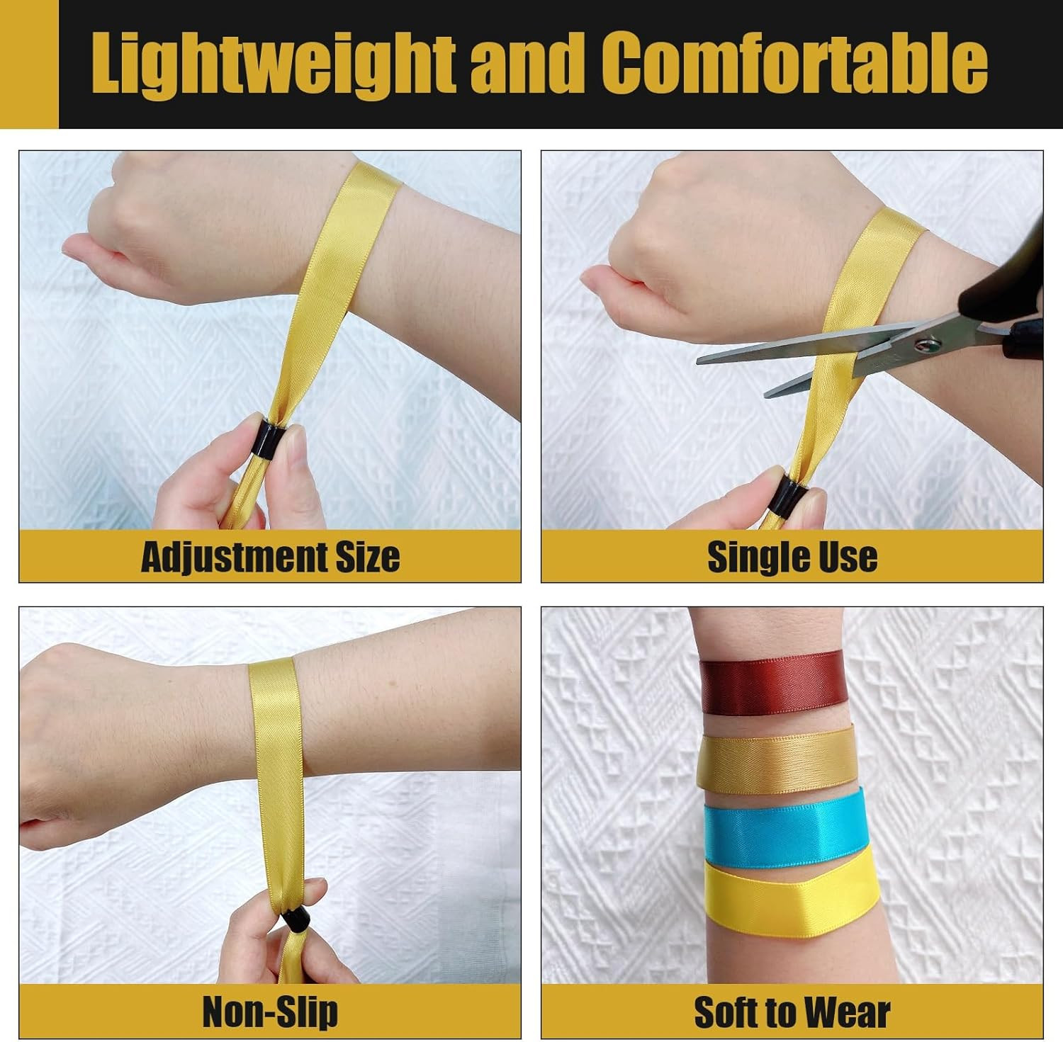 100 Pcs Cloth Event Wristband, Disposable Wristbands for Events, Colored Wristba