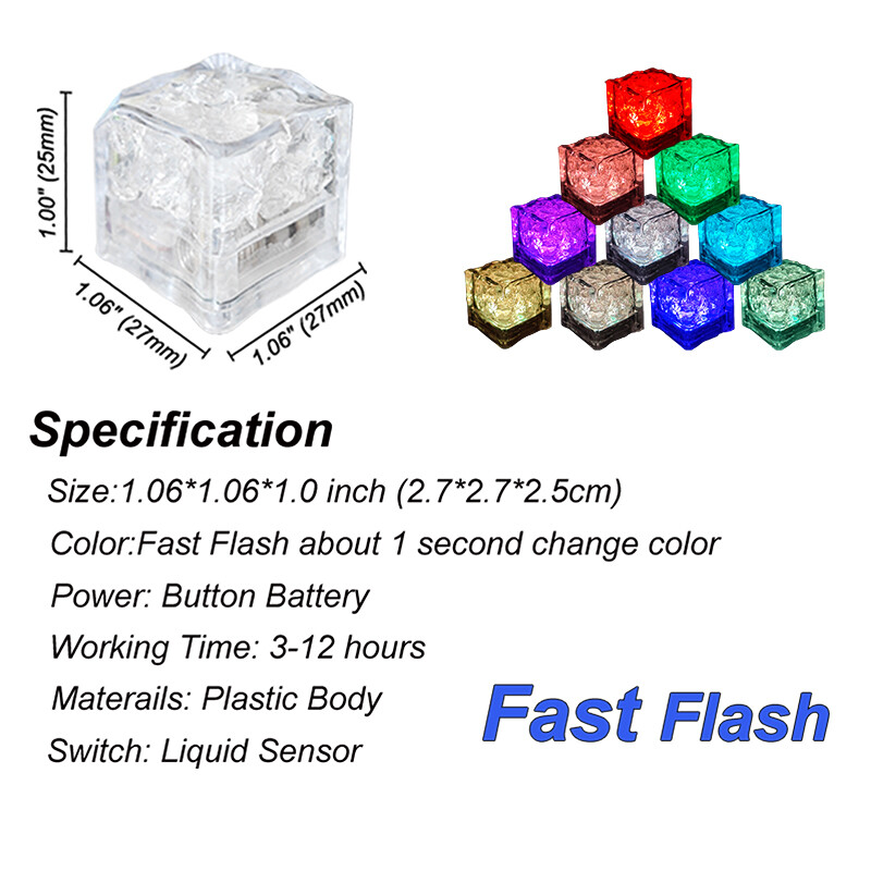 120pcs Multi-color Rainbow Flash Ice Cube LED Lights Light Up Party Rave Wedding