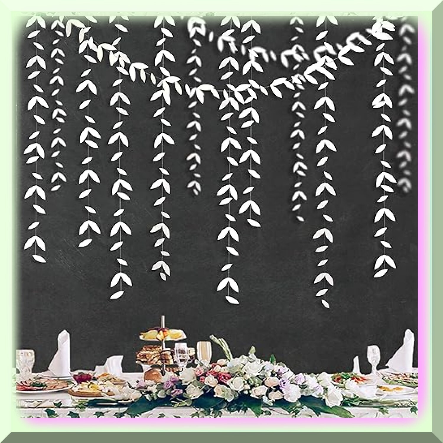 White Leaf Paper Garland 52 Feet Decoration Kit