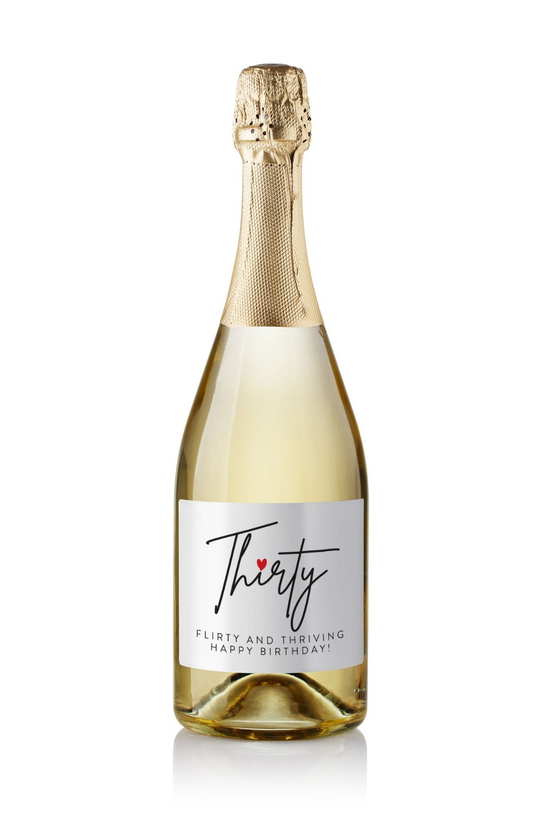 Thirty Flirty Birthday Wine Champagne Label Sticker | Funny Party Gift