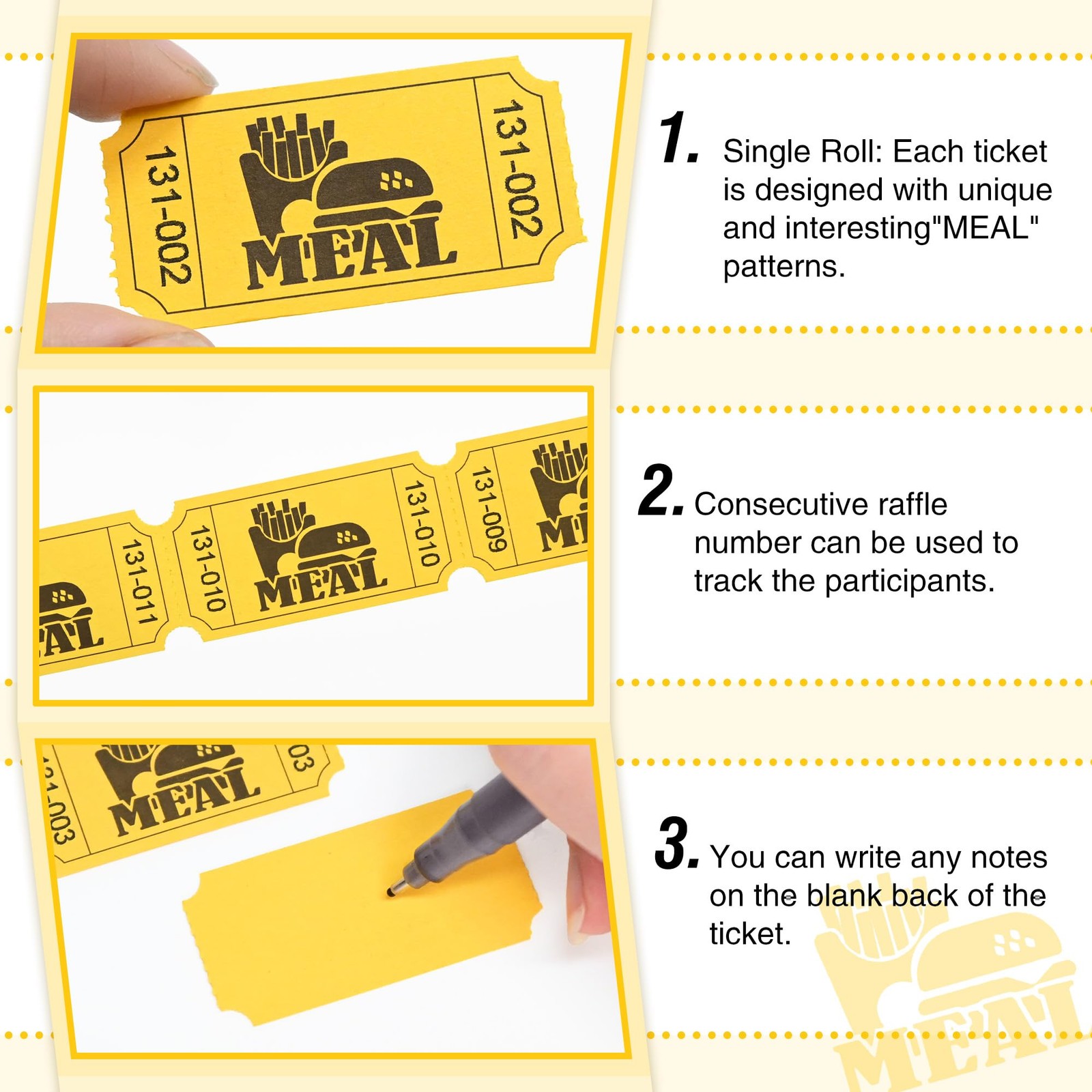ESSENTIAL 1000 Raffle Tickets Rolls, Meal Tickets Single Roll for Events, Lei…