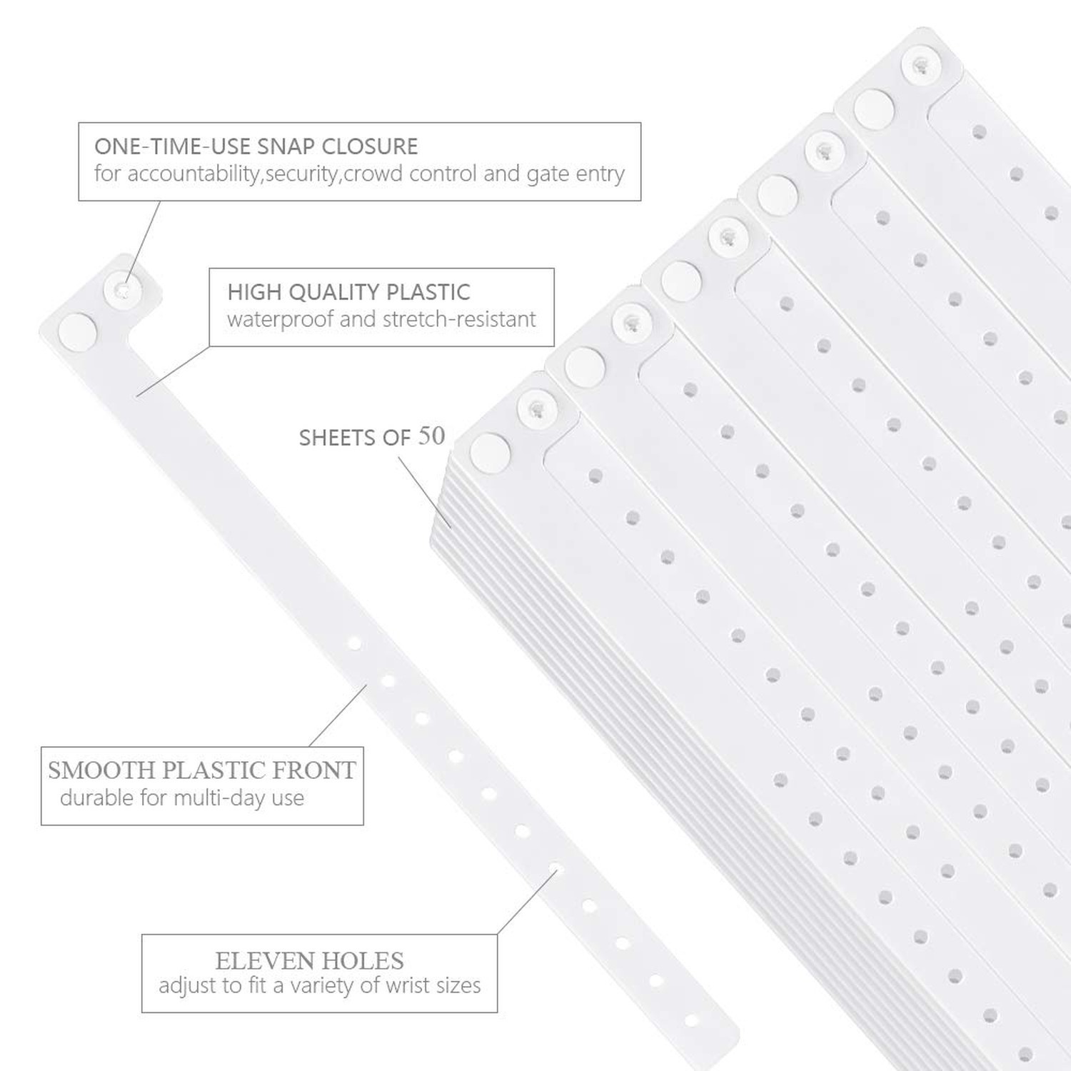 Ouchan Plastic Wristbands White- 500 Pack Wristbands for Events Club Music Me…