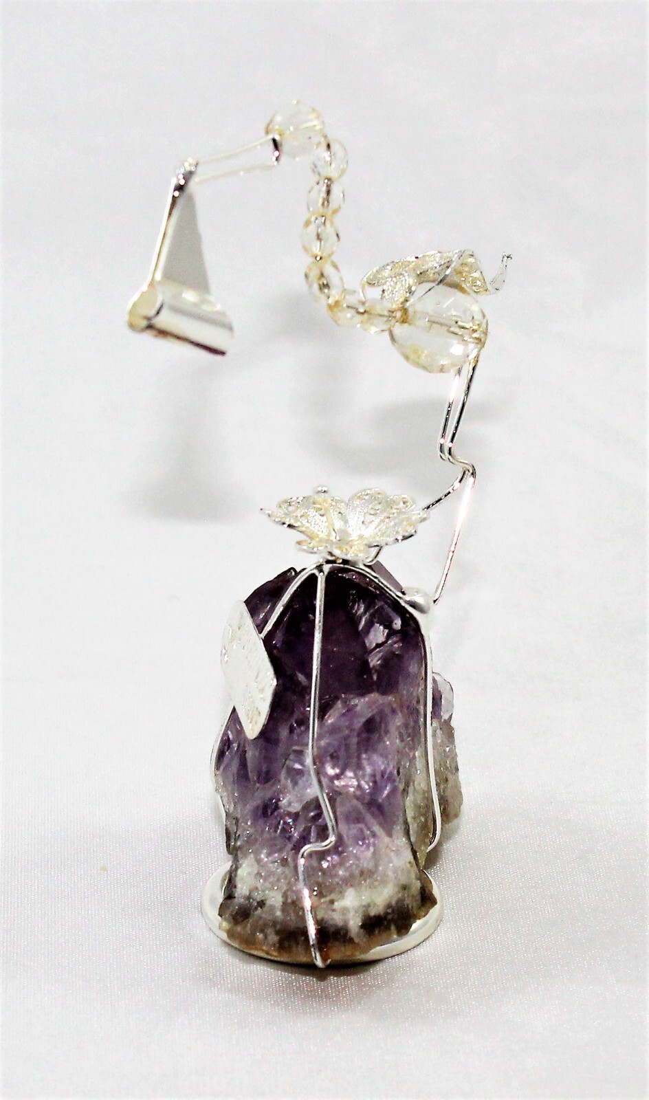 Set Of 6 Birth Baptism Favors Stork Silver And Amethyst Girl Boy
