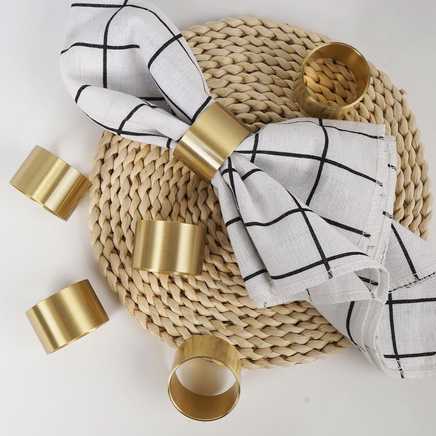 Solid Brass Napkin Rings Set of 6 Natural Brass Color Ring Retro Style Dining