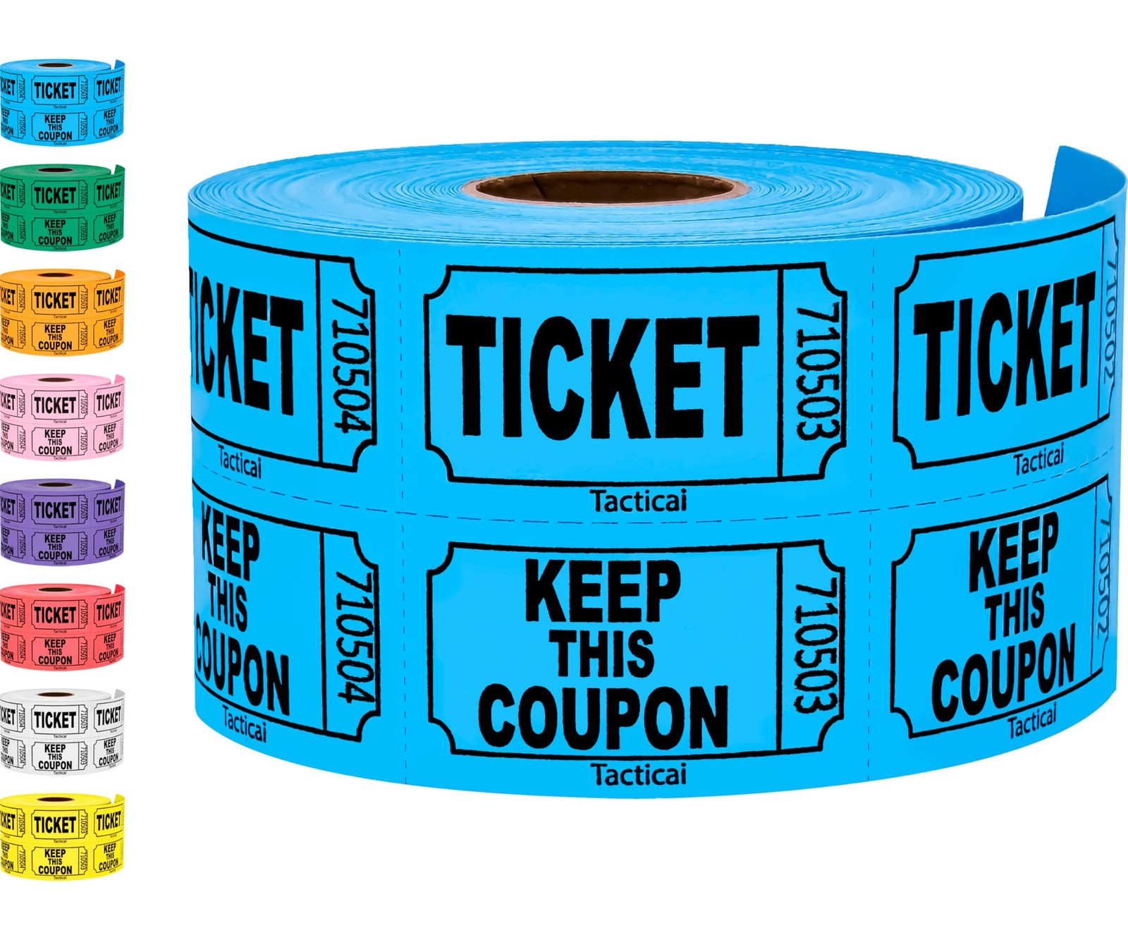500 Double Roll 50/50 Raffle Tickets, Blue