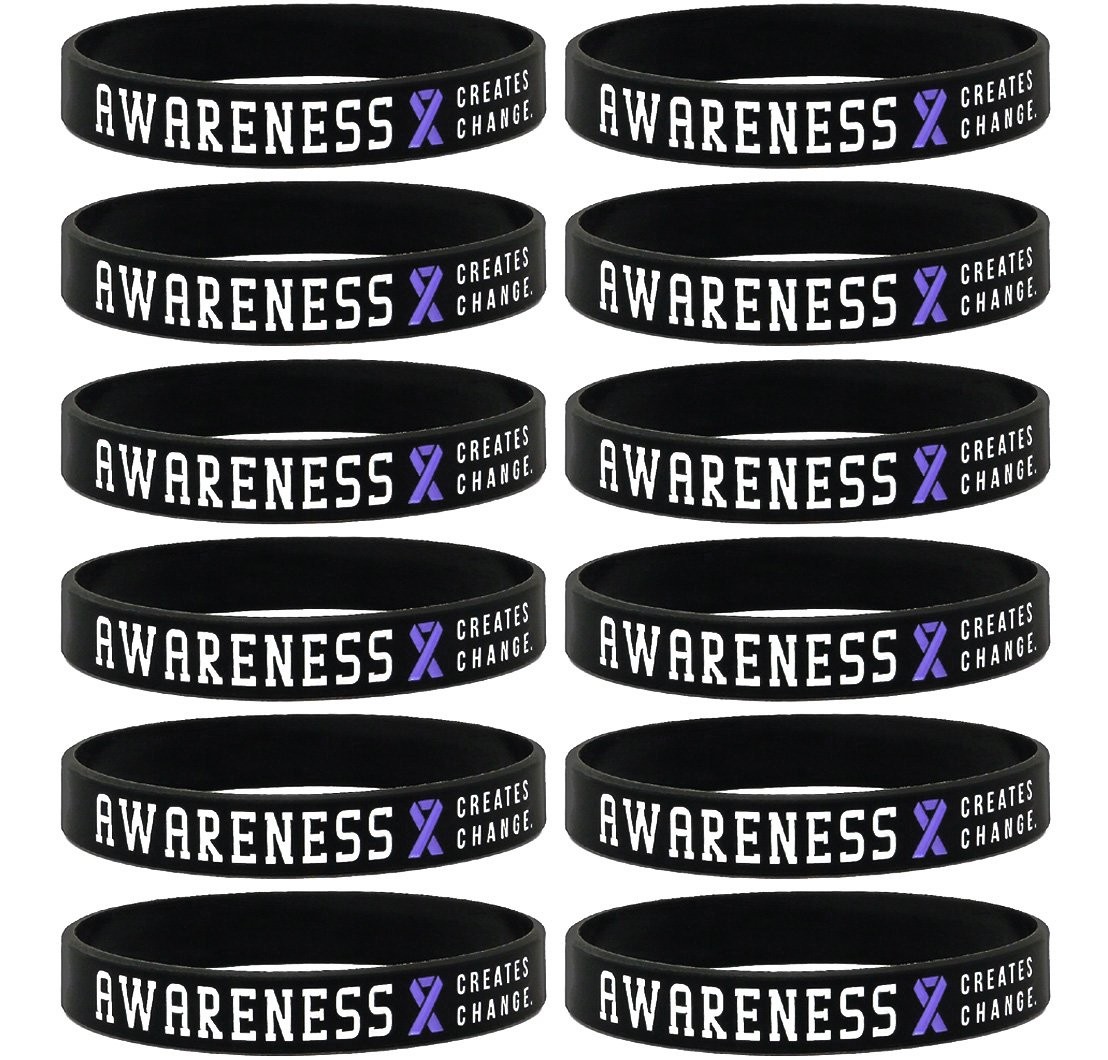 Purple Awareness Ribbon Silicone Rubber Wristbands…