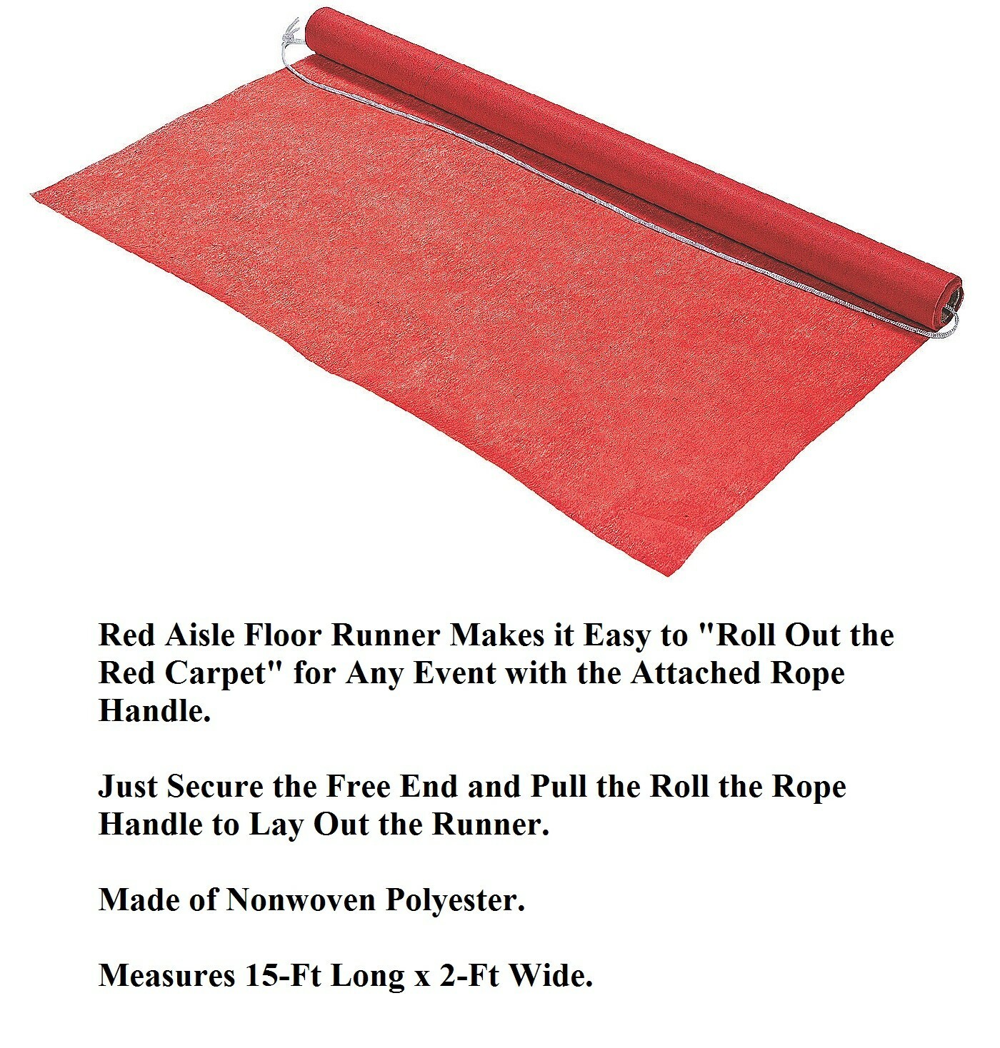 Special Event Red Carpet Party Easy to Un-Roll Wedding Aisle Runner 15-ft x 2-ft