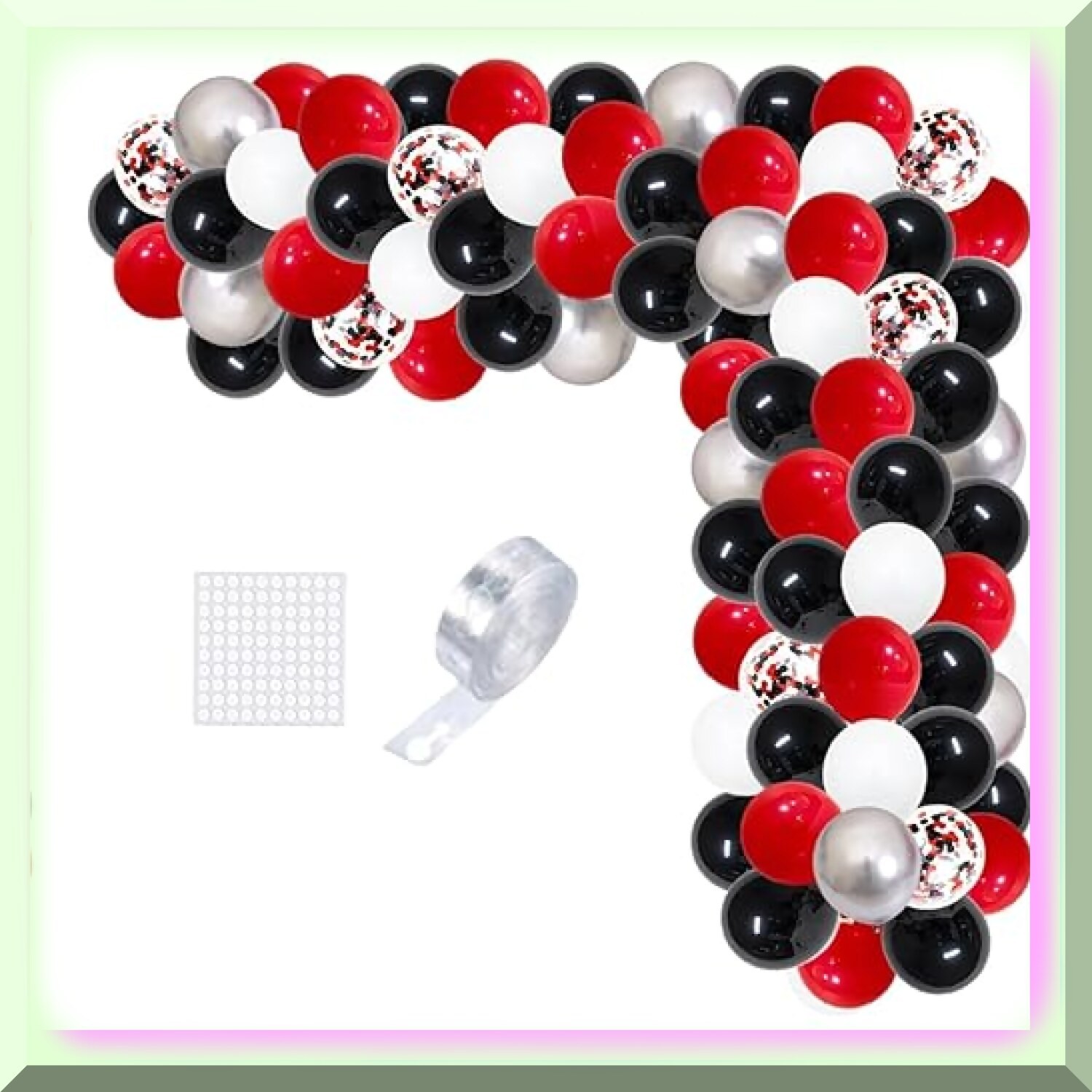 Balloon Arch Kit Red Black White Silver