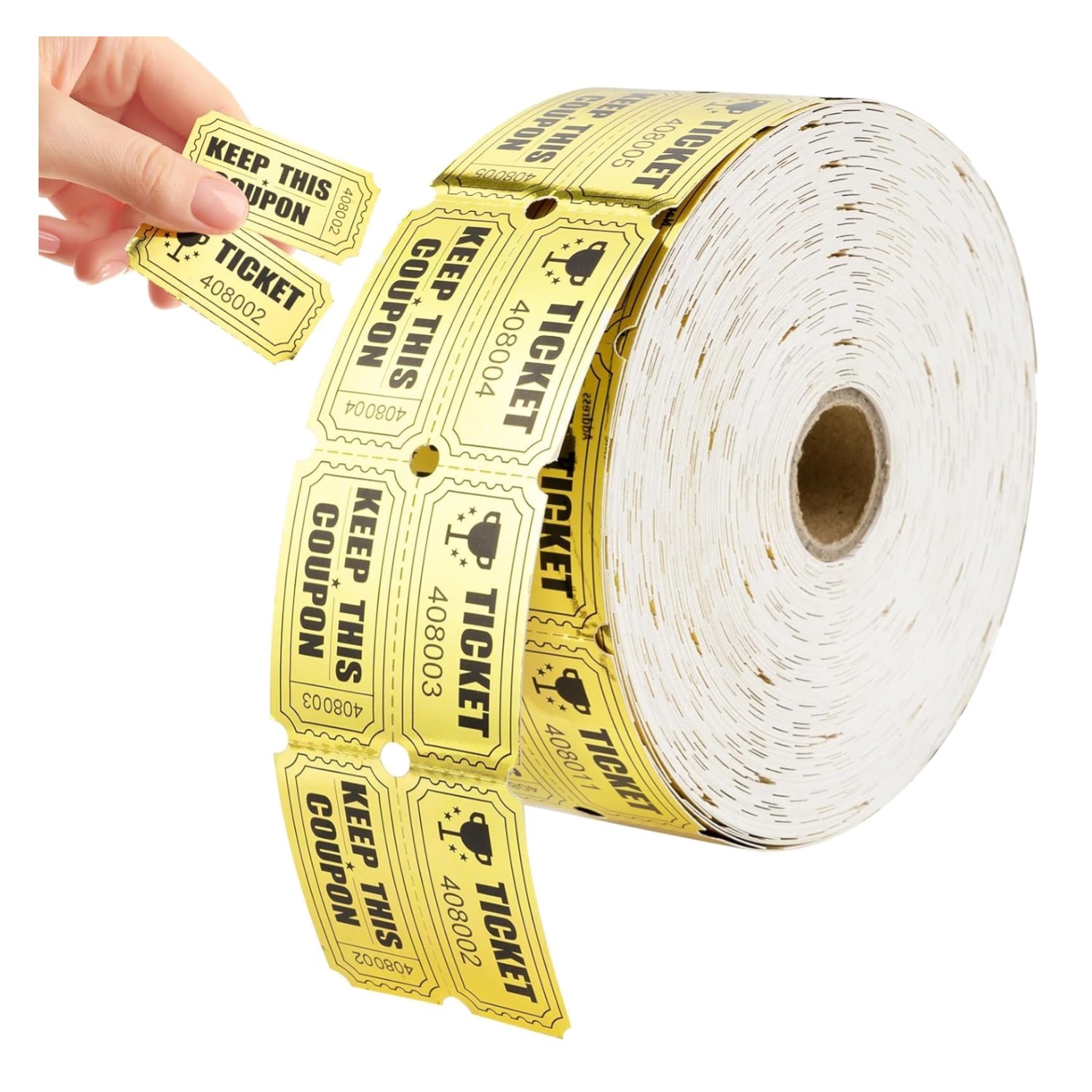 1000 Raffle Tickets Gold Double Roll Metallic Gold Foil,Events Carnivals,Entry,