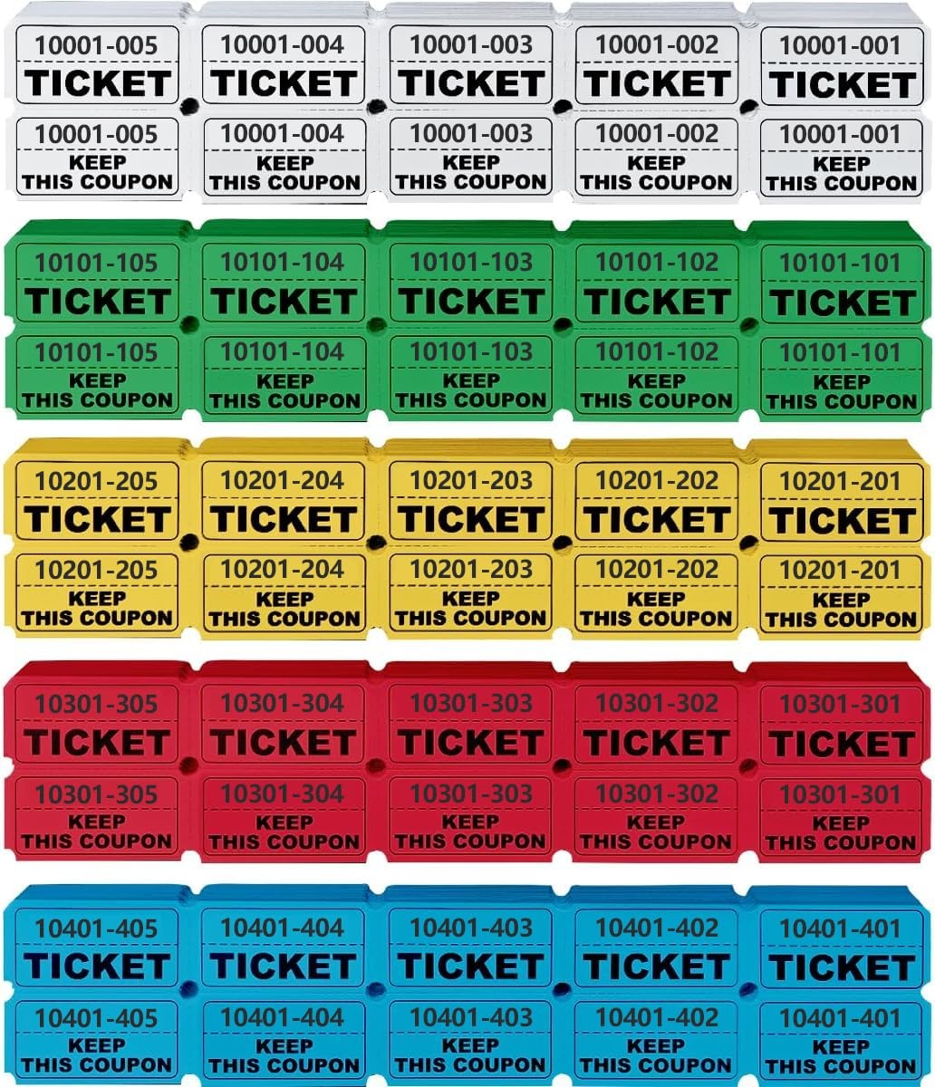 1000 Pcs Raffle Tickets Roll, 50/50 Raffle Tickets for Events, Fundraisers & …