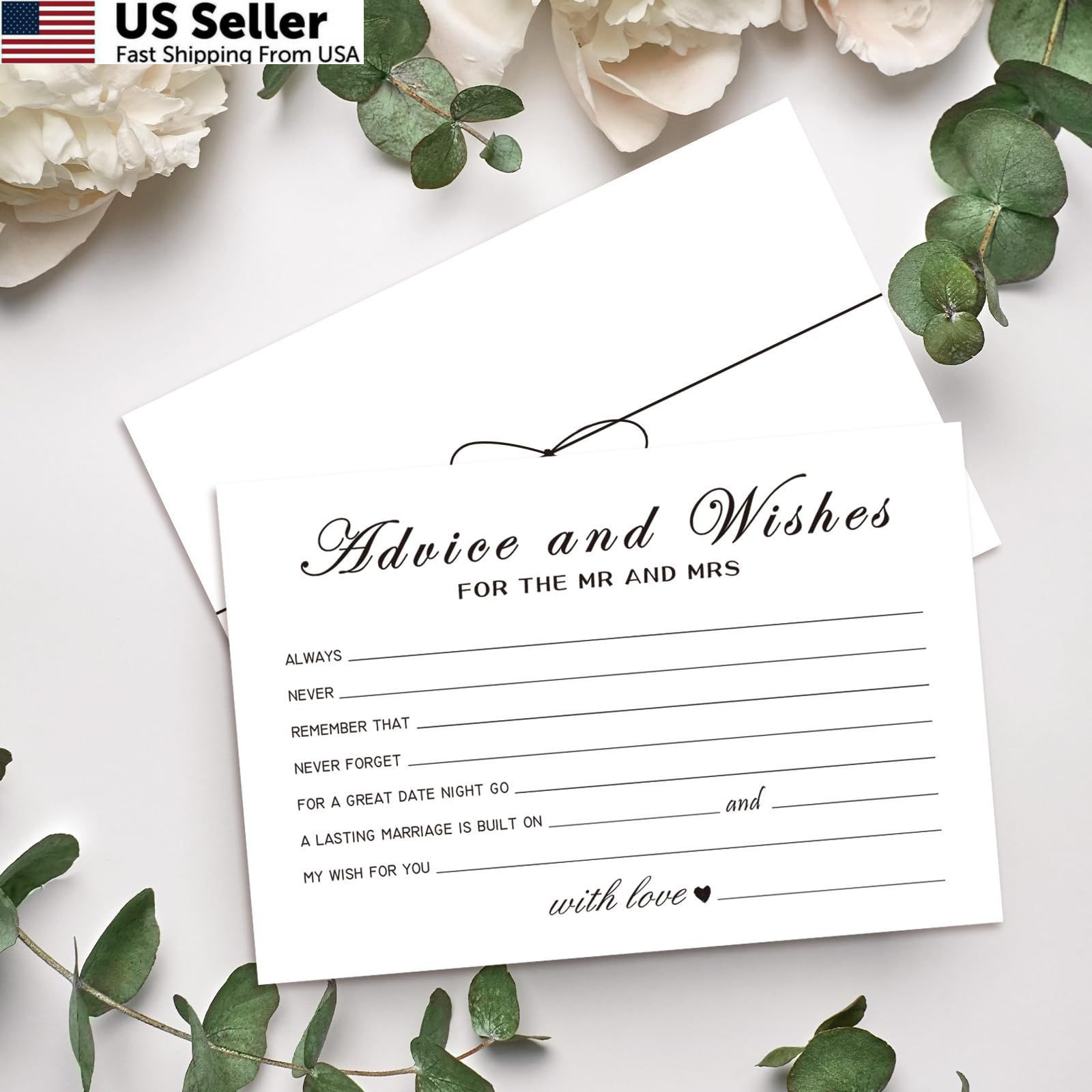 Advice and Wishes Cards for the New Couples Mr Mrs, 4×6 inches, kraft
