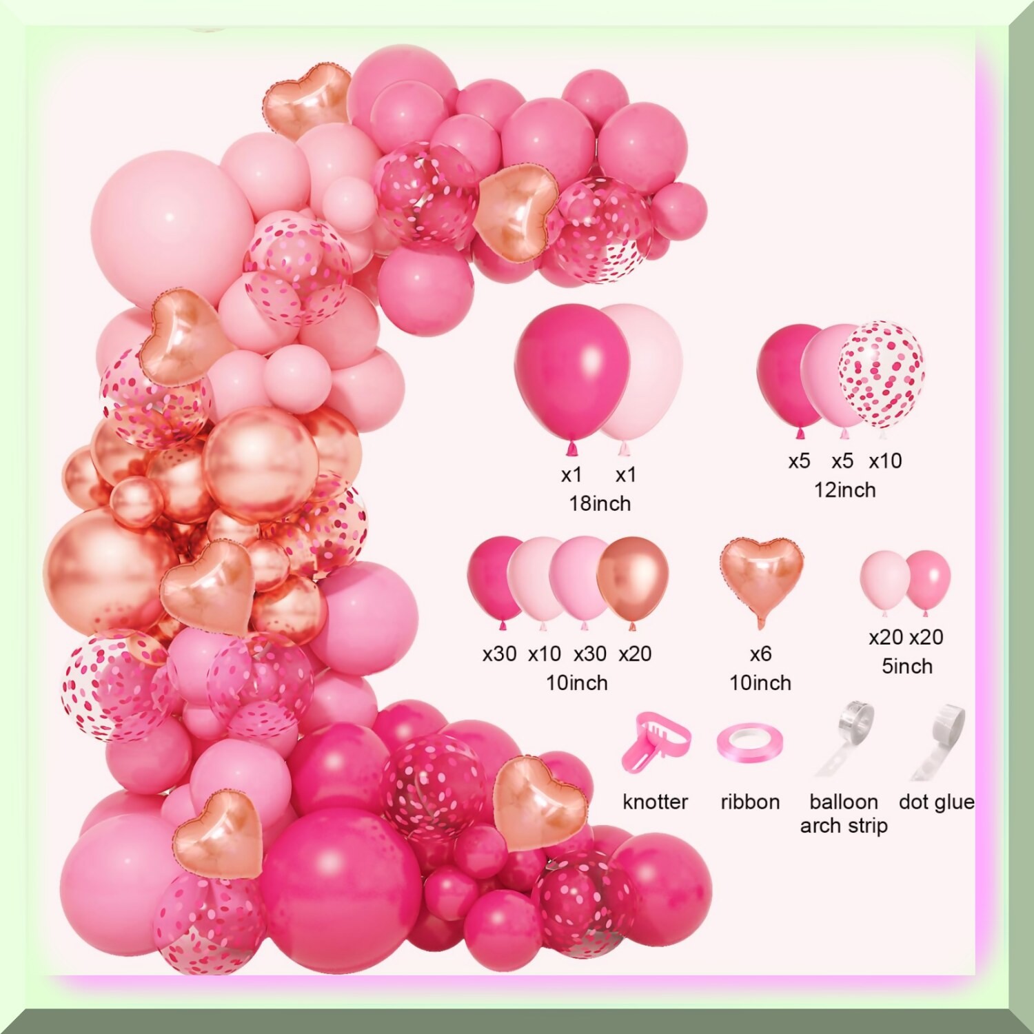 Valentine’s Pink and Rose Gold Balloon Garland Kit