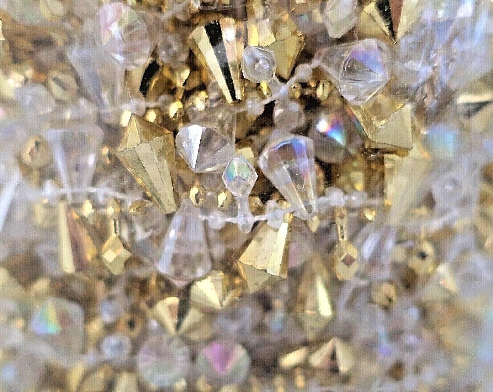 LARGE ROLL OF FAUX CRYSTAL GARLAND – GOLD/CLEAR DROP BEADS