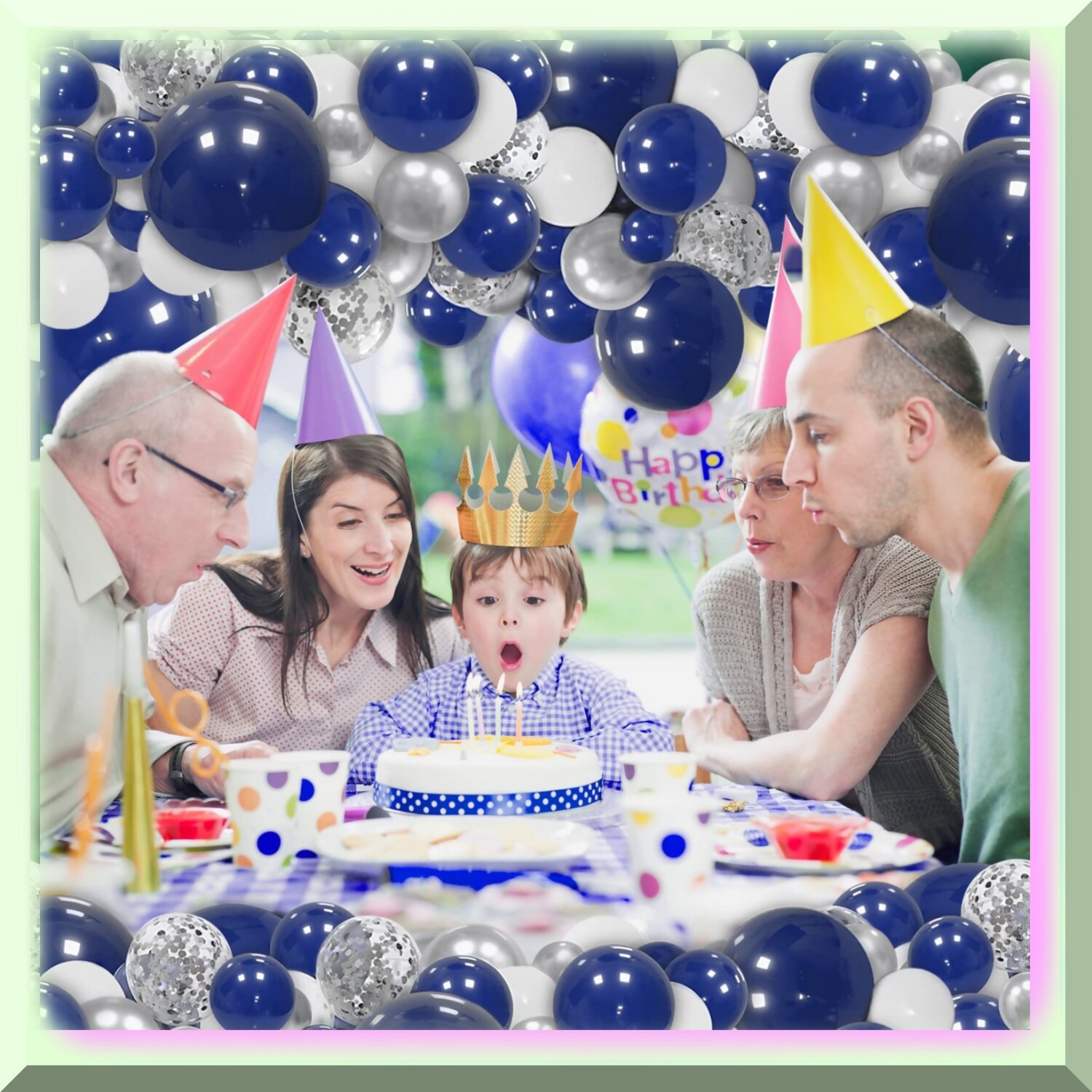 Navy Blue Silver Balloon Garland Kit for Graduation
