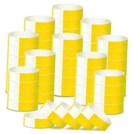 2000 Pcs Paper Wristbands for Events Waterproof Neon Wrist Bands Yellow