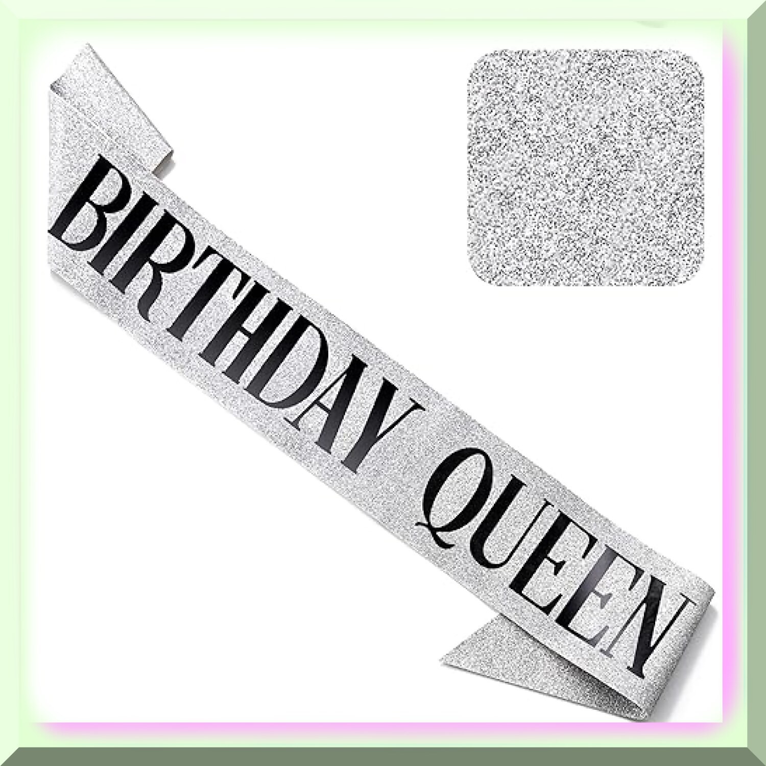 Glitter Black Silver Happy Birthday Sash