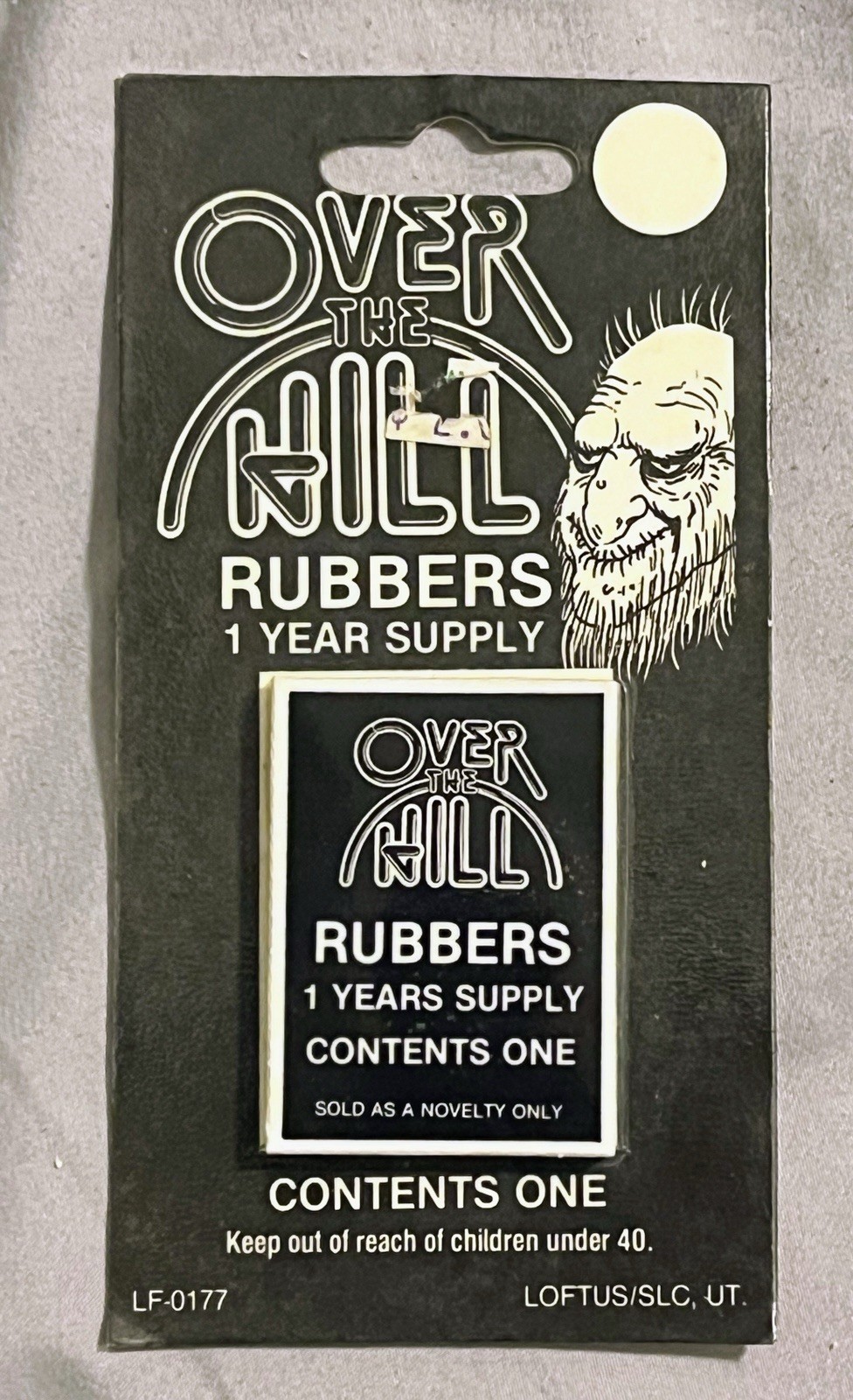 Vintage “Over The Hill Rubbers” 1 Years Supply, Contents One. Over The Hill Gag