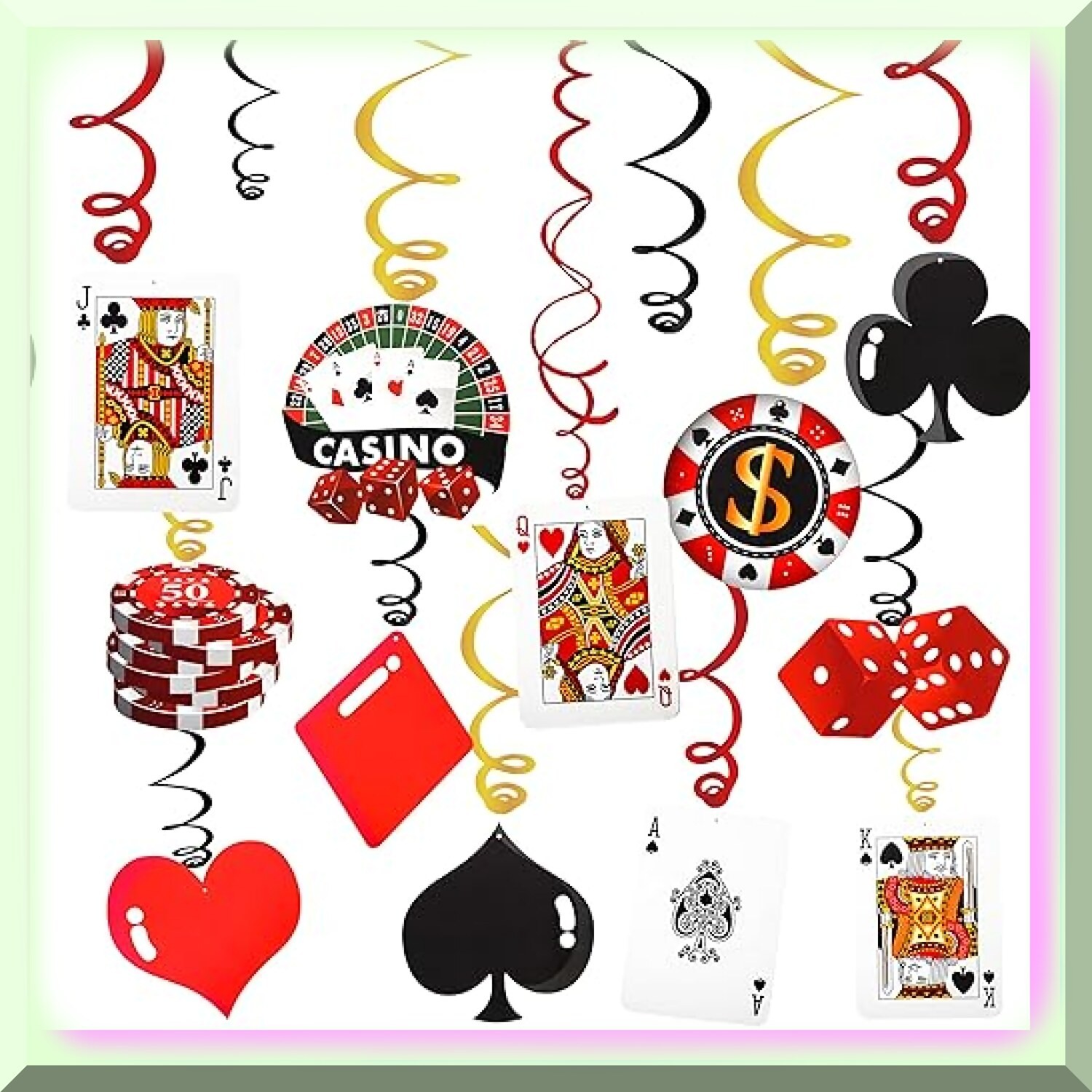 30 Poker Theme Hanging Decorations for Casino Night