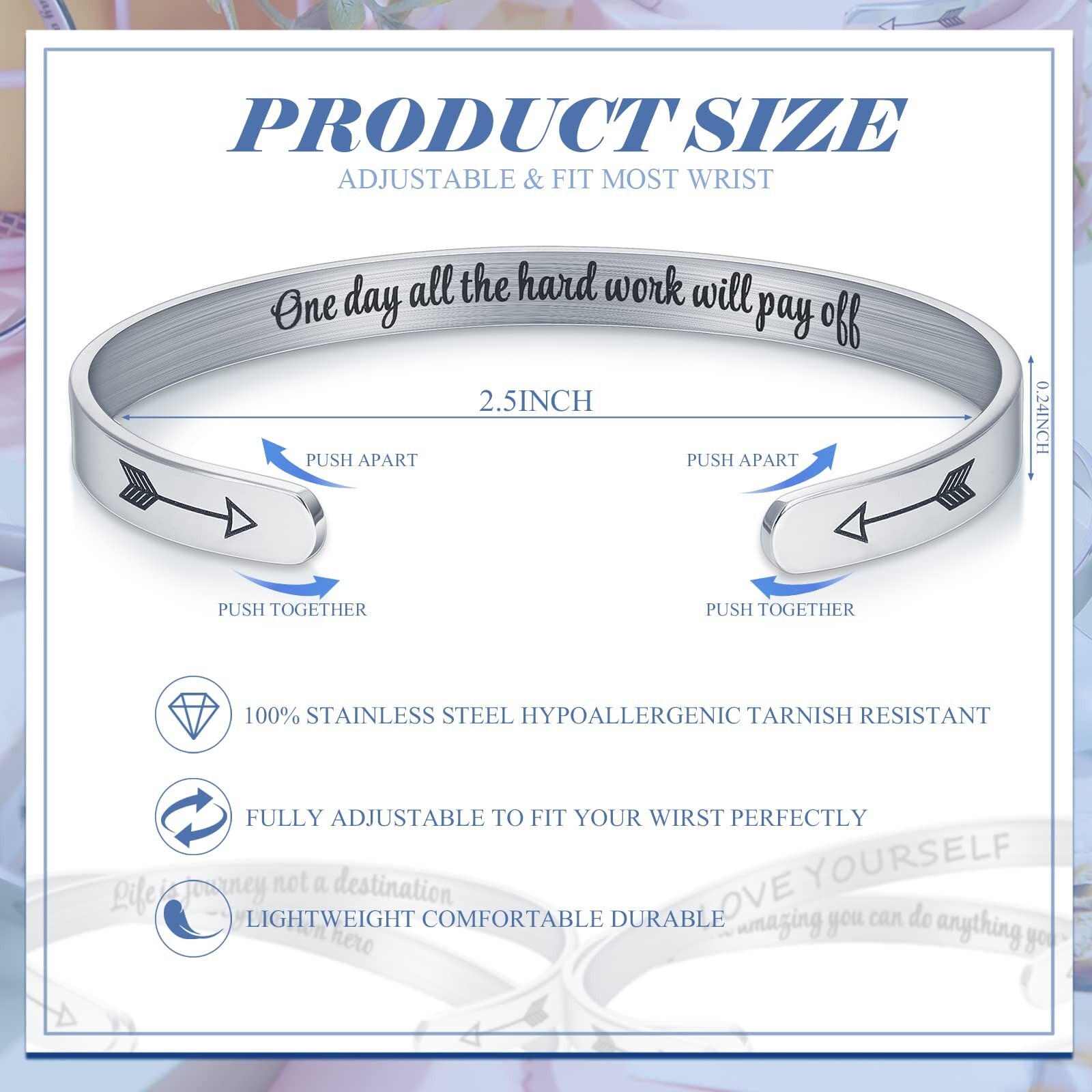 MTLEE 30 Pcs Inspirational Cuff Bracelets Bulk Gifts for Women Motivational B…