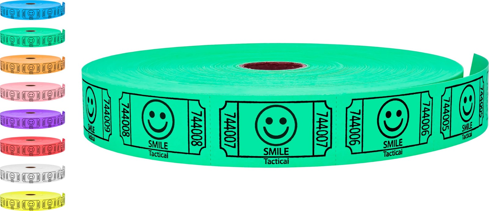 2000 Raffle Tickets, Smile, Green (1 of 8 Colors), Single Roll, Ticket for Ev…
